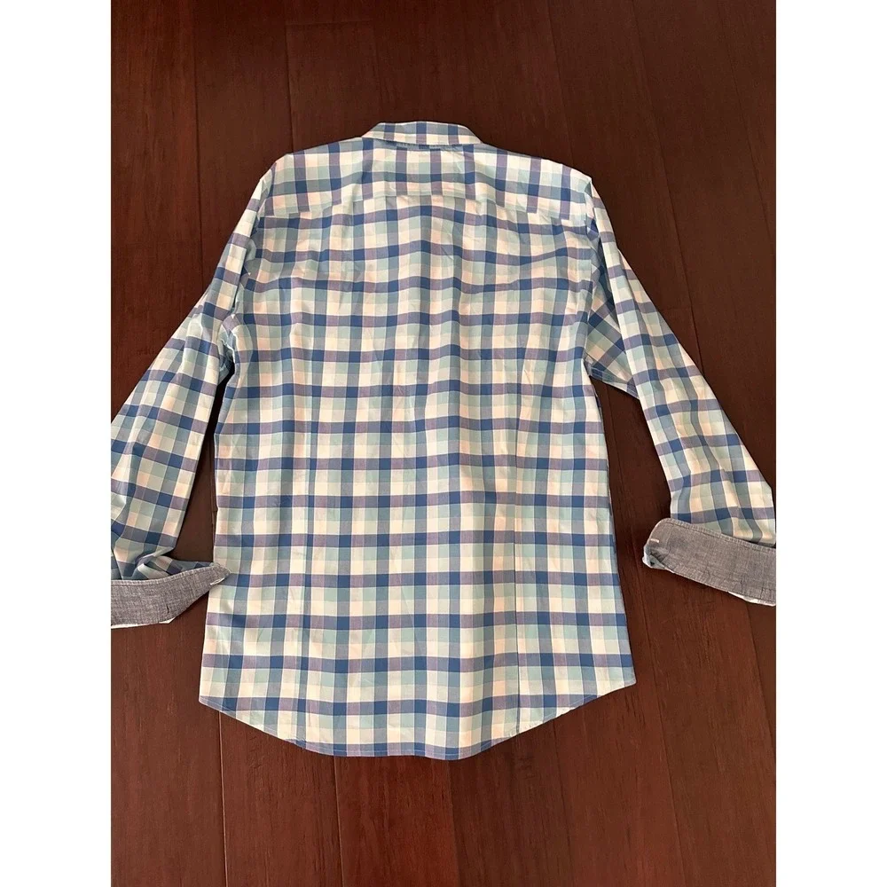 Banana Republic Soft Wash Slim Fit Shirt Mens L Blue Gingham Check Button Down